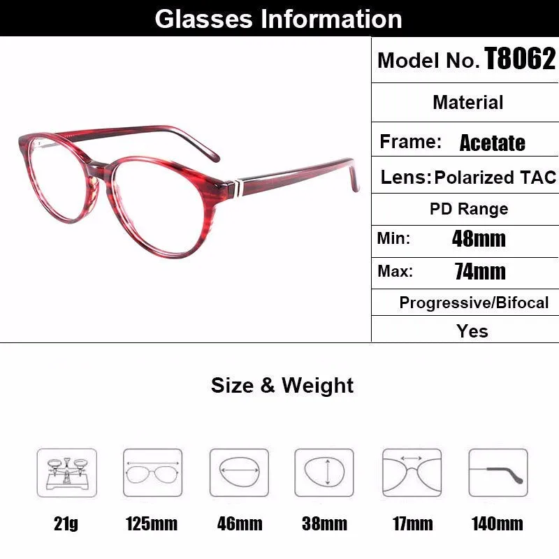 Gmei Women's Eyeglasses Burgundy Acetate Spring Hinges T8062