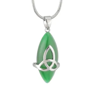 Green Cat Eye Celtic Trinity Knot Necklace