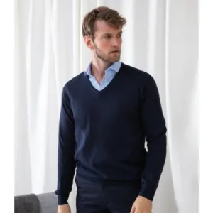 Henbury Lightweight Cotton Acrylic V Neck Sweater