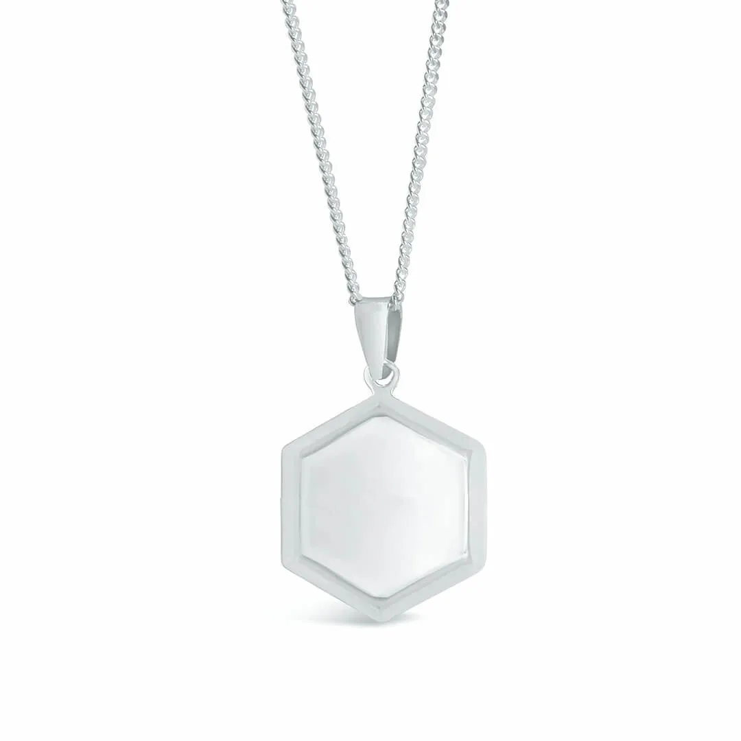 Hexagon Locket Necklace | Silver