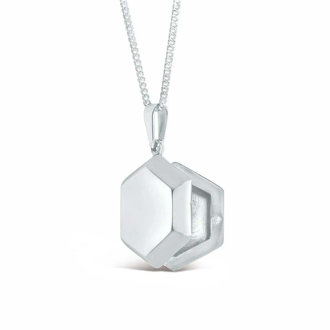 Hexagon Locket Necklace | Silver