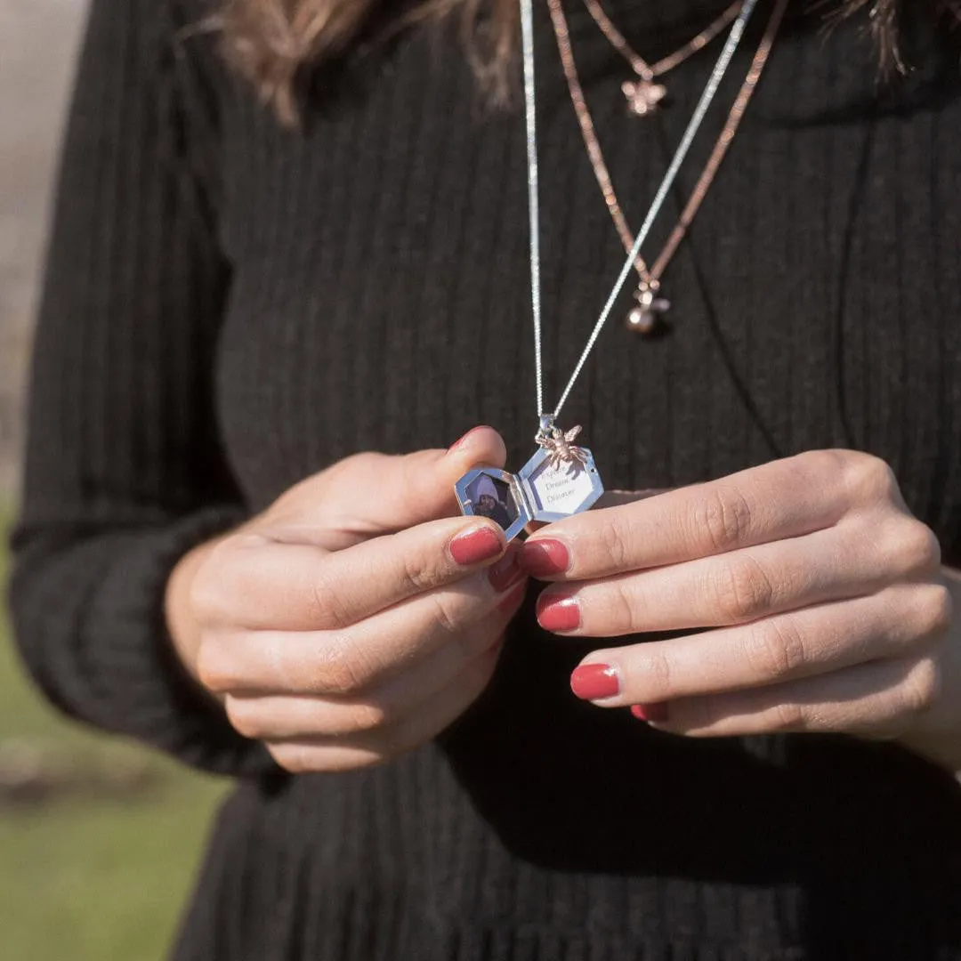 Hexagon Locket Necklace | Silver