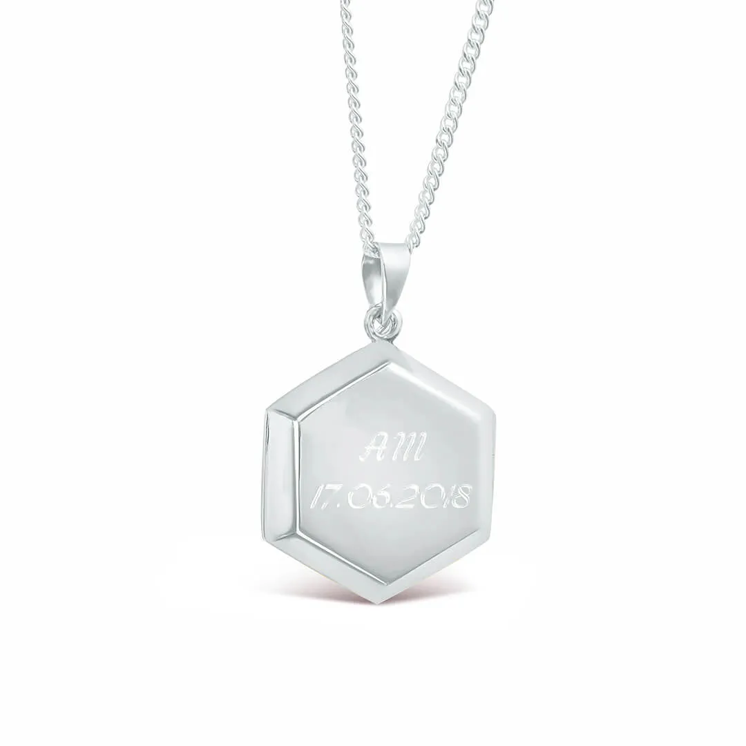 Hexagon Locket Necklace | Silver