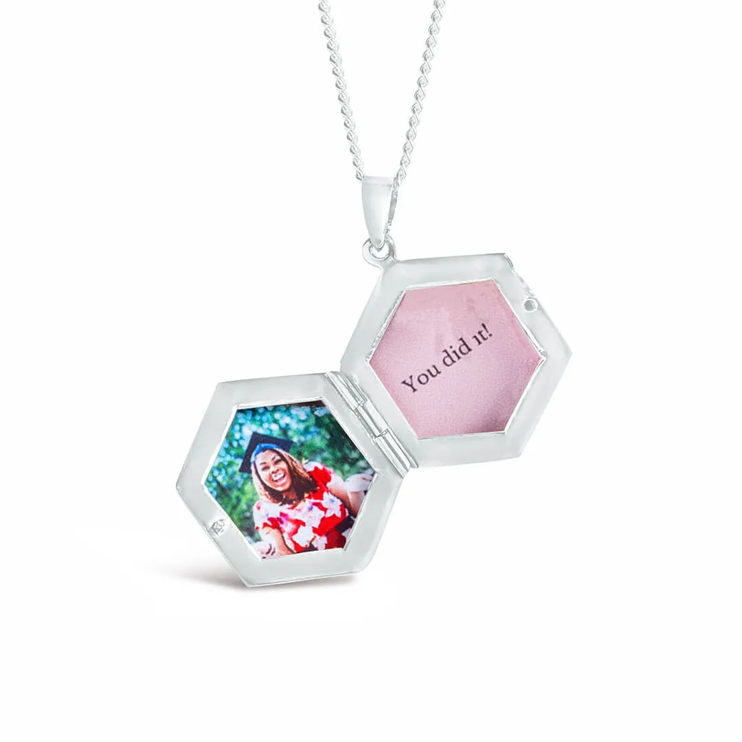 Hexagon Locket Necklace | Silver