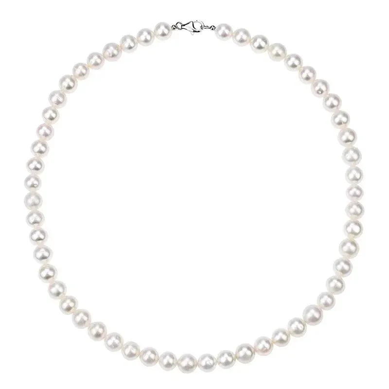 JC - Men's Pearl Necklace: Simple handmade bead strand, trendy jewelry for weddings and banquets