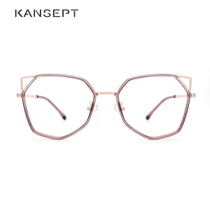 Kansept Women's Full Rim Polygonal Cat Ear Alloy Acetate Frame Eyeglasses 90053