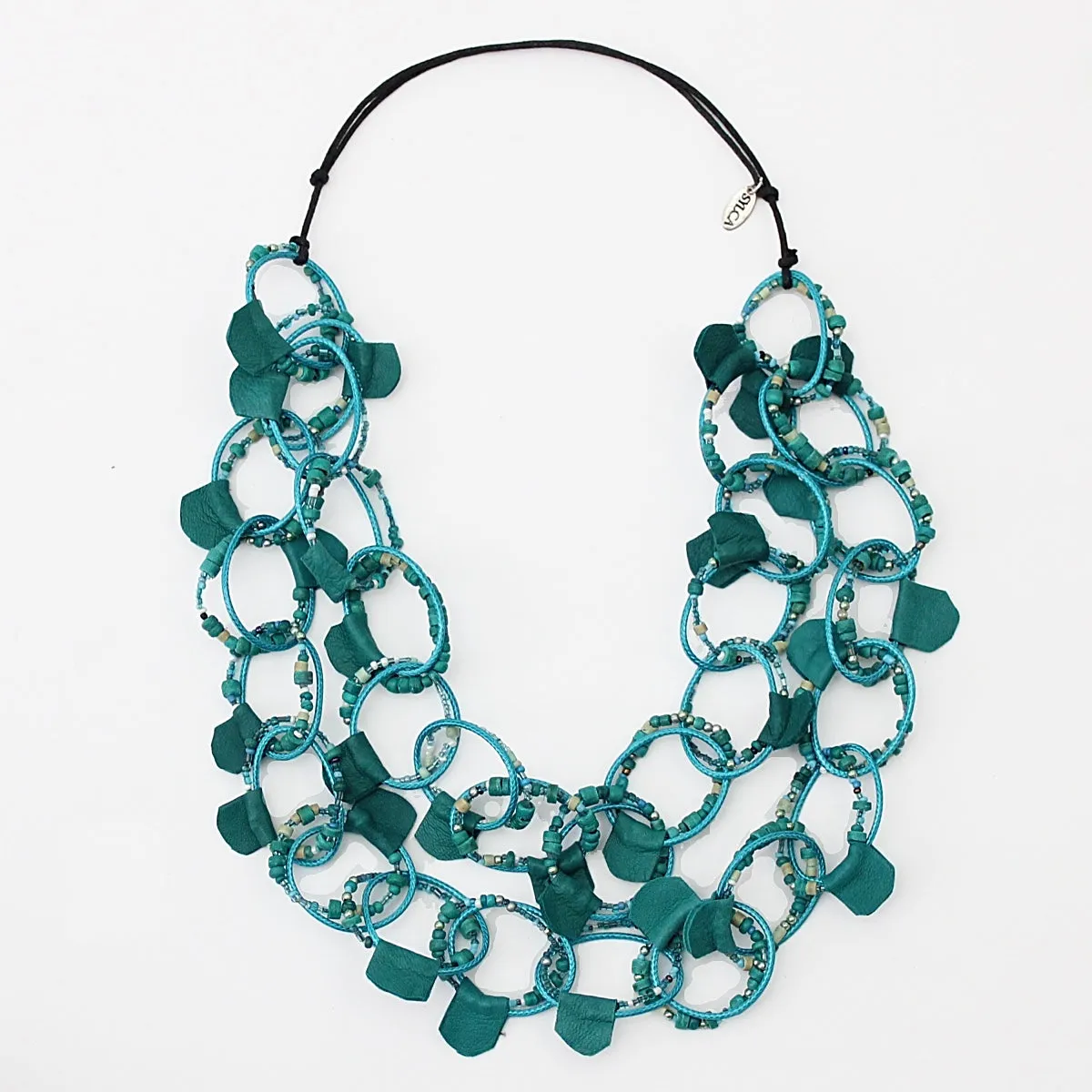 Leather Double Strand Gemma Necklace in Turquoise