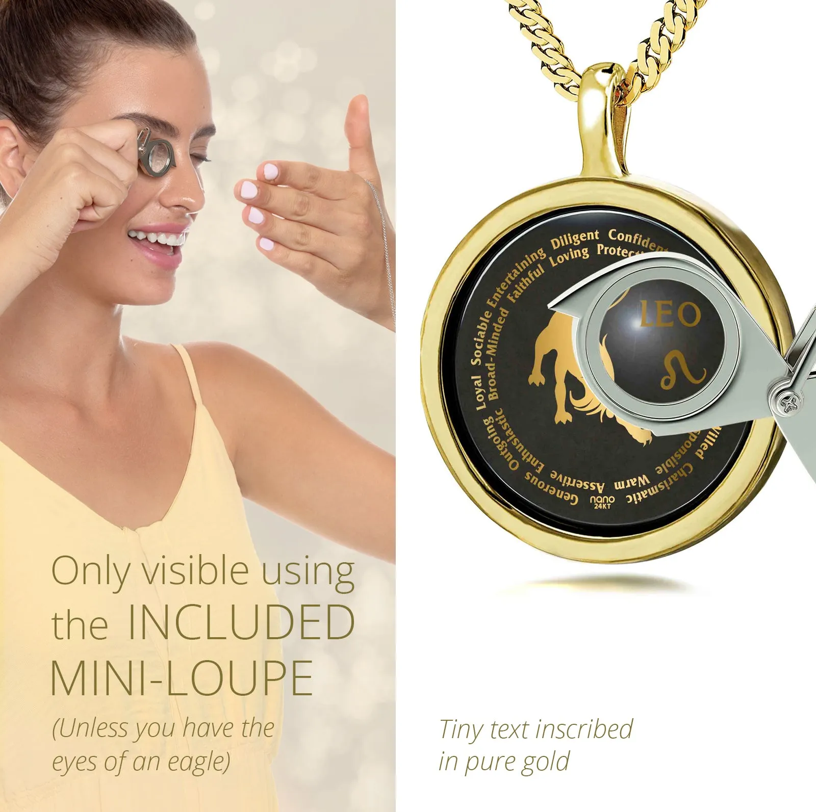 Leo Necklaces for Lovers of the Zodiac 24k Gold Inscribed