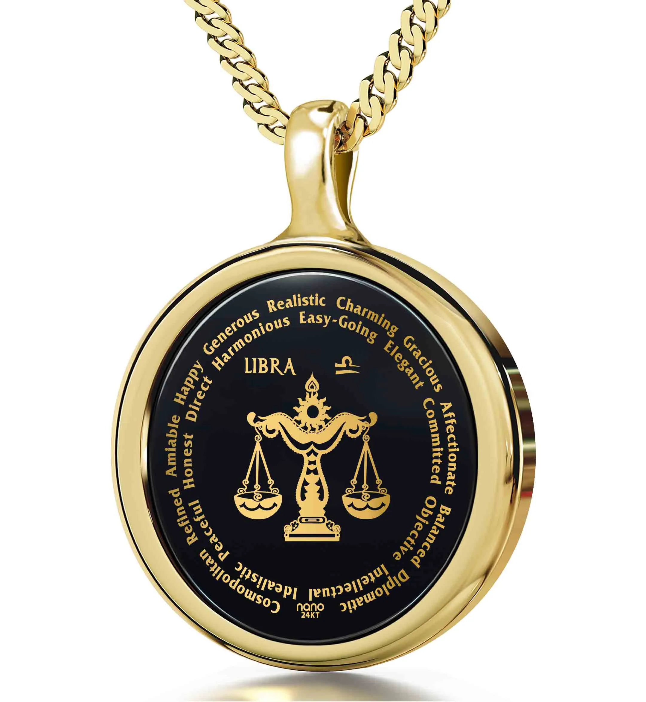 Libra Necklaces for Lovers of the Zodiac 24k Gold Inscribed