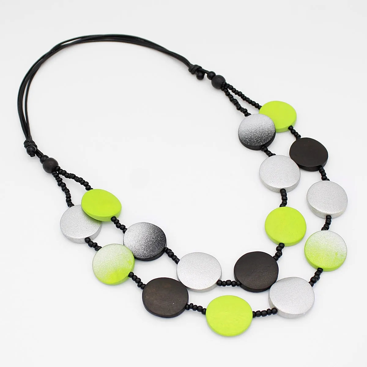 Lime and Black Double Strand Collins Necklace