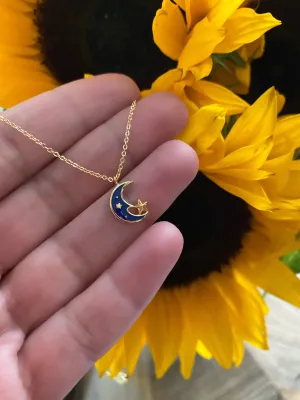 Moon And Stars necklace -yellow gold