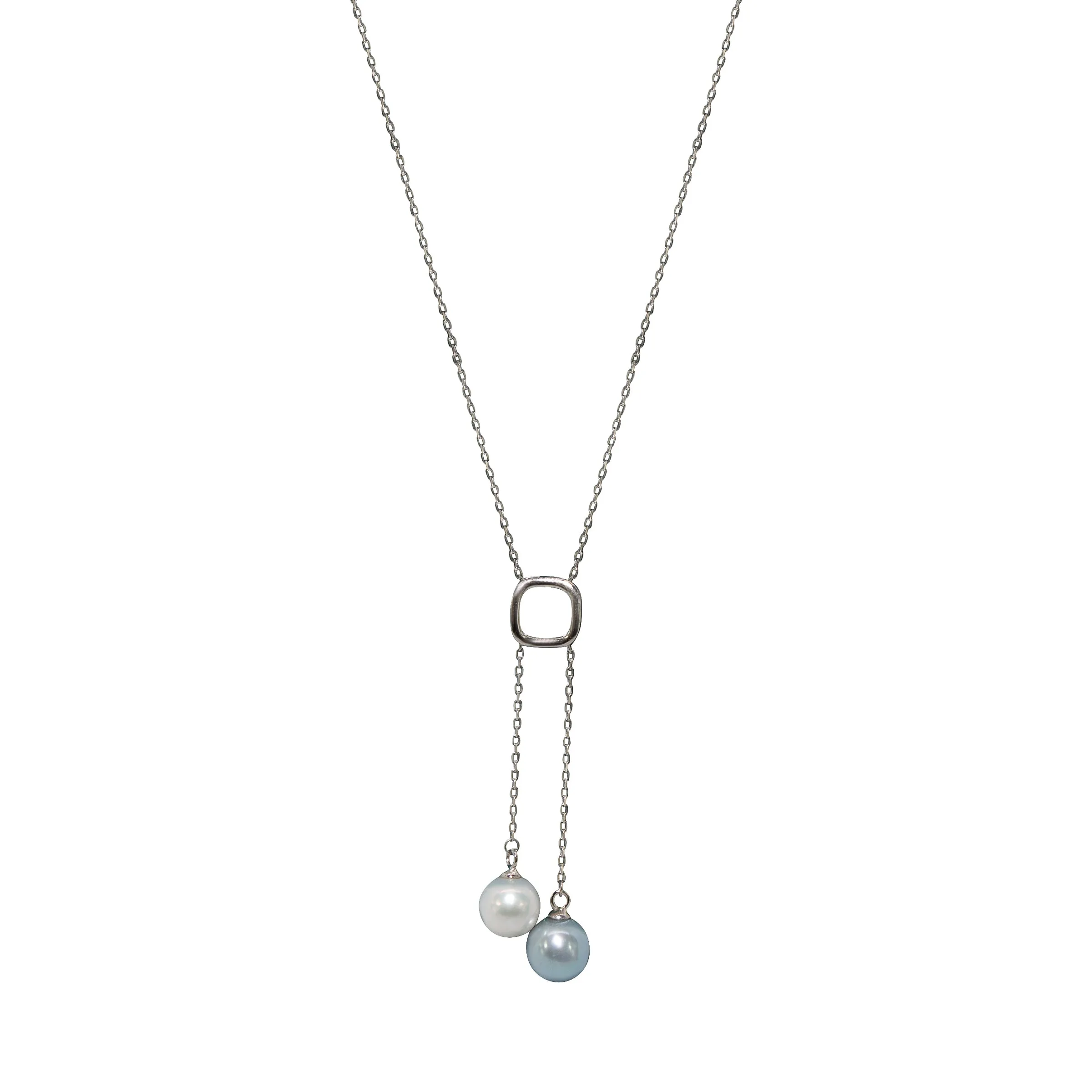 Pearl Duette Silver Necklace