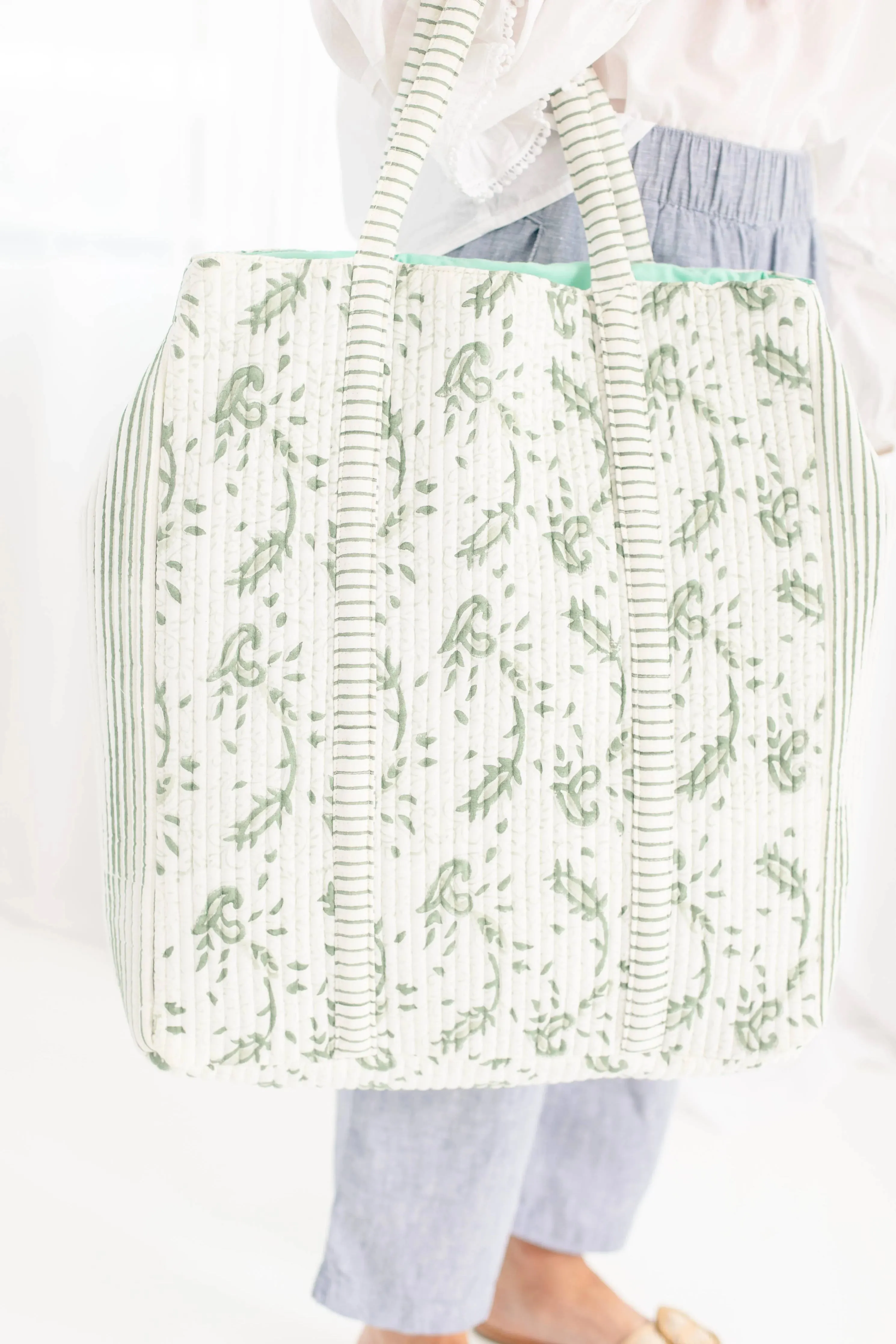 Quilted Block Print Tote