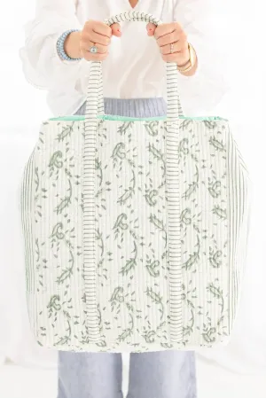 Quilted Block Print Tote