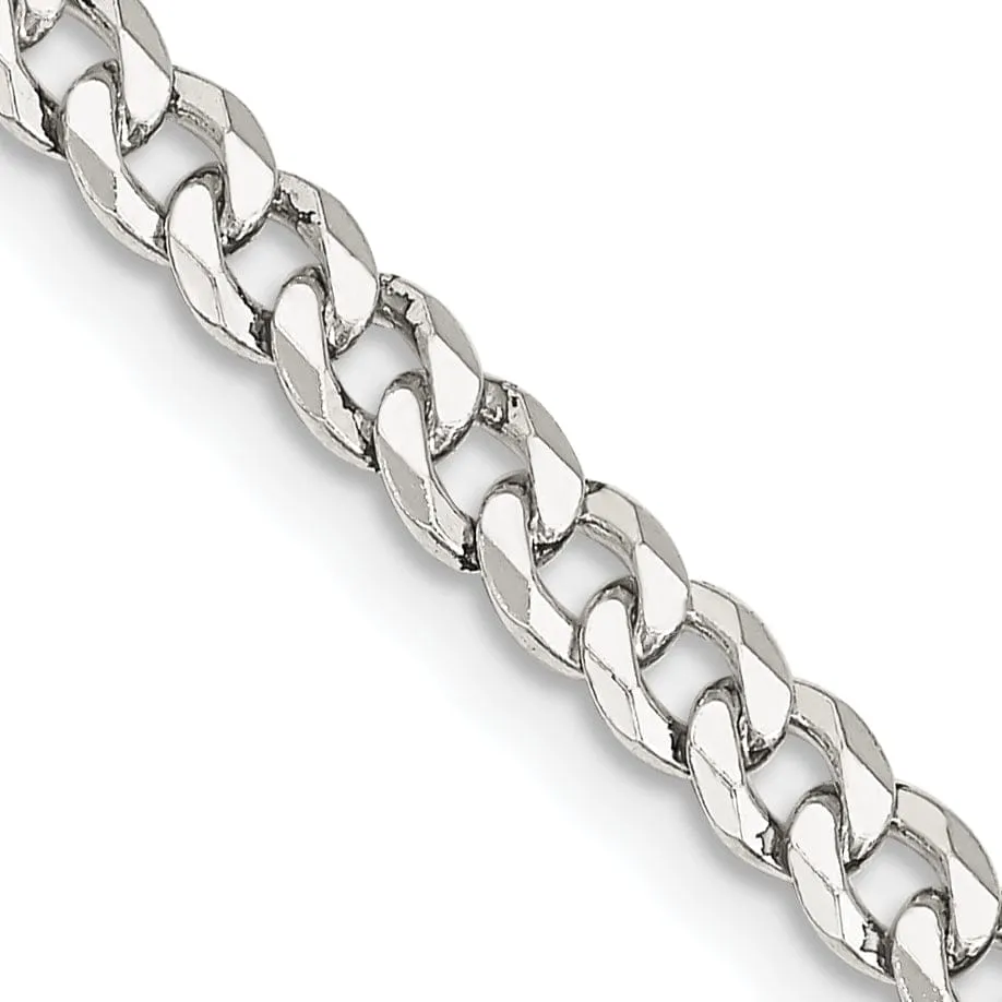 Silver 4.00-mm Solid Beveled Link Curb Chain