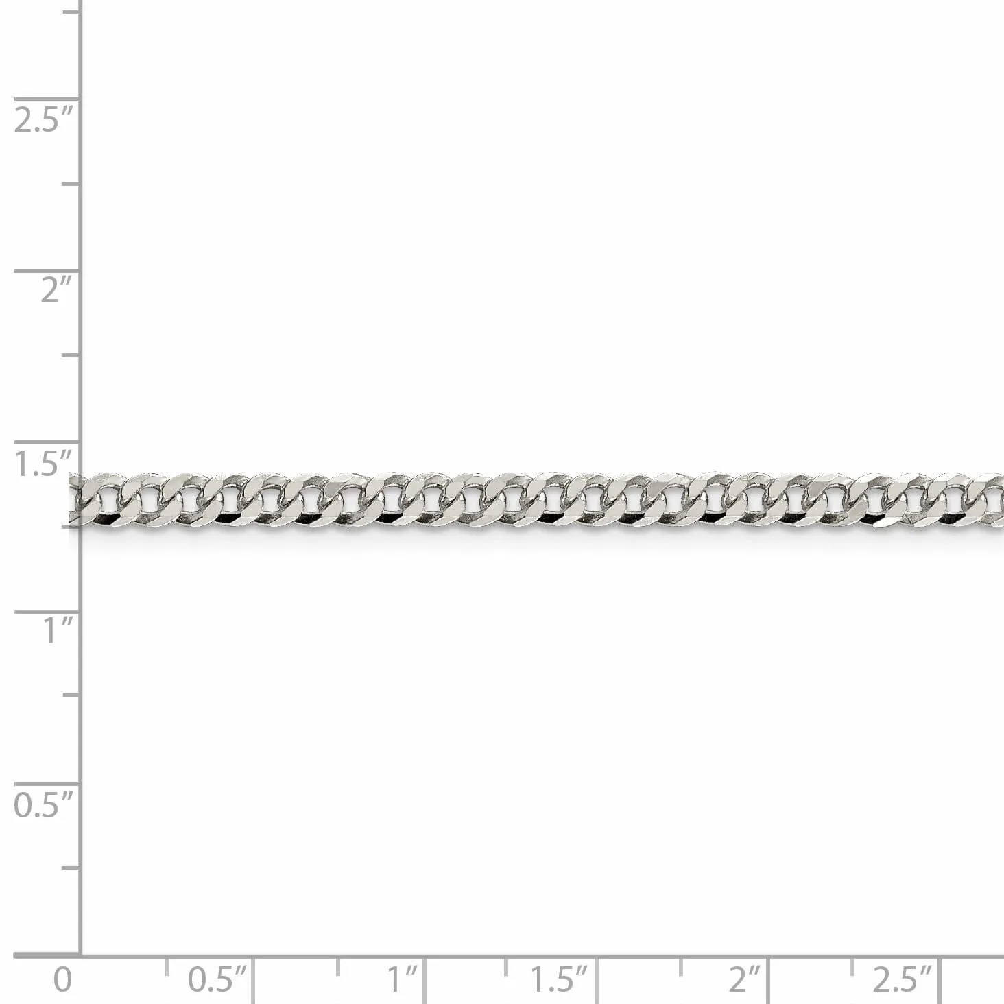 Silver 4.00-mm Solid Beveled Link Curb Chain