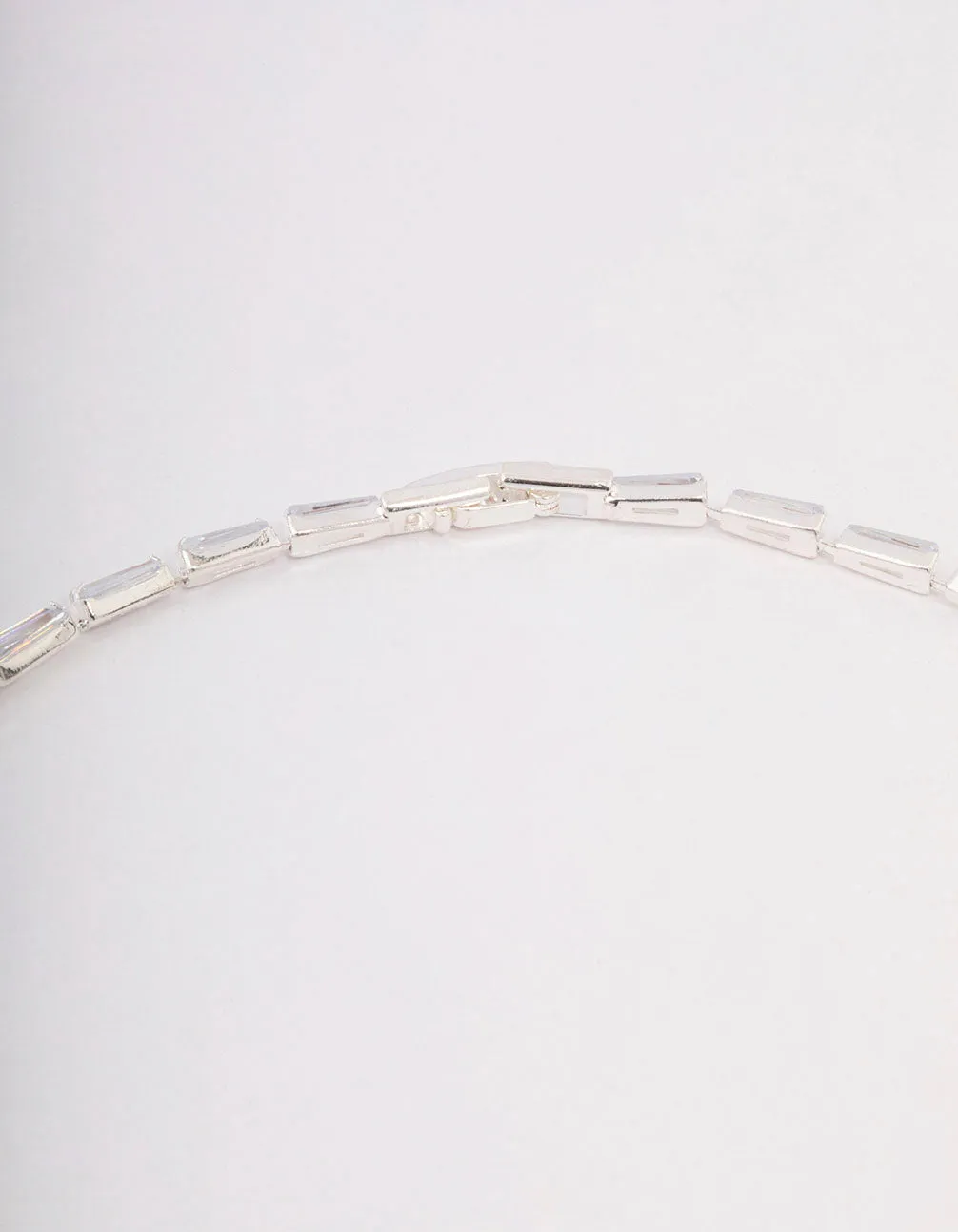 Silver Baguette Snake Y-Shape Necklace