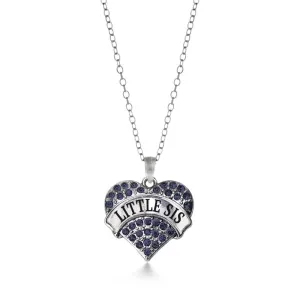 Silver Little Sis Navy Blue Blue Pave Heart Charm Classic Necklace