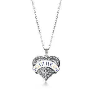 Silver Navy Blue and Gold Little Pave Heart Charm Classic Necklace