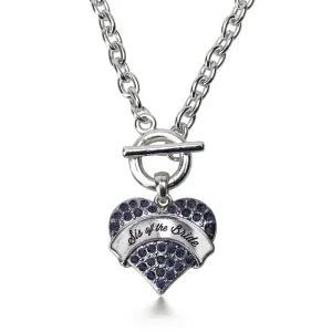 Silver Navy Sis of the Bride Blue Pave Heart Charm Toggle Necklace