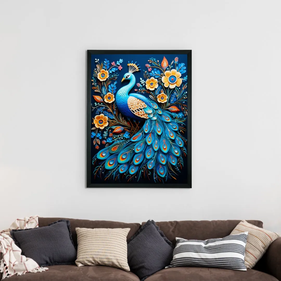 Sowpeace Serenity: Handcrafted Peacock Blooms Tranquility – Premium Canvas Art for Elegant and Peaceful Home Decor