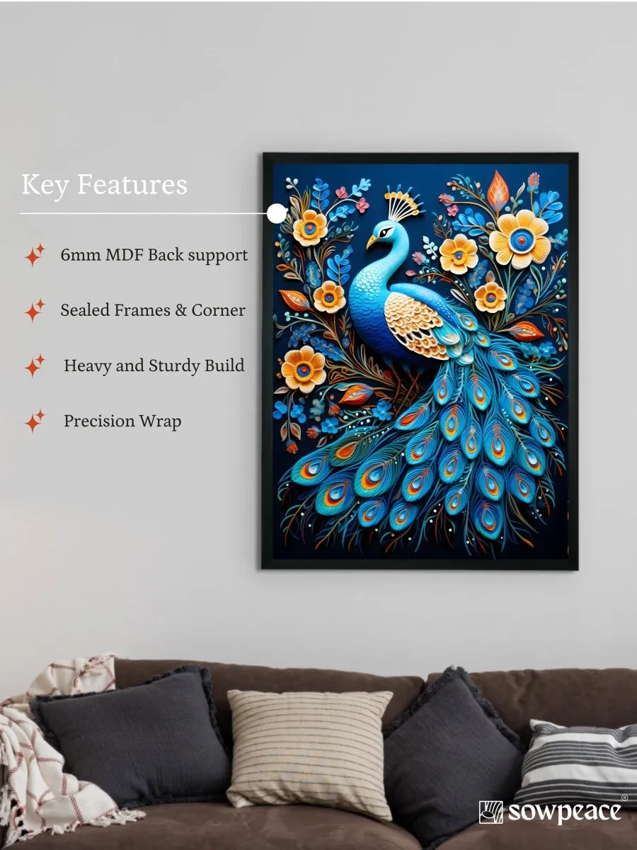 Sowpeace Serenity: Handcrafted Peacock Blooms Tranquility – Premium Canvas Art for Elegant and Peaceful Home Decor