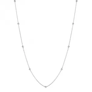 Station Ball Chain 9ct White Gold Necklace GN380