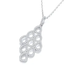 Sterling Silver Multi Drop CZ Necklace