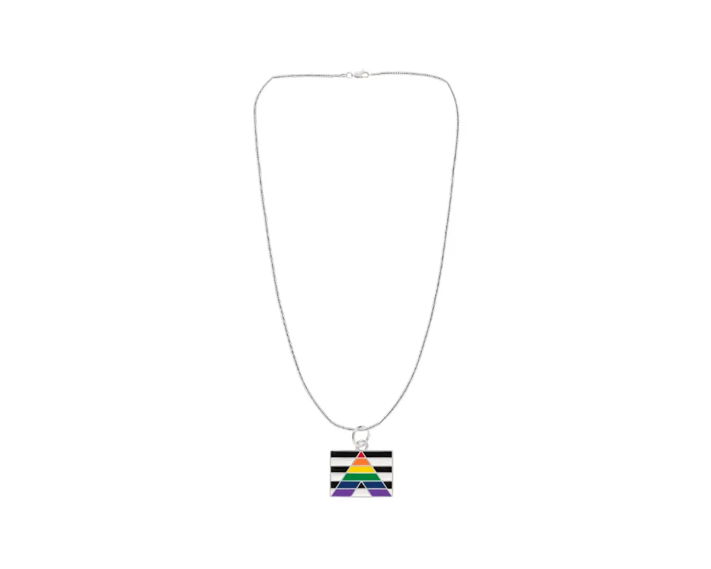 Straight Ally Flag Heart Necklaces