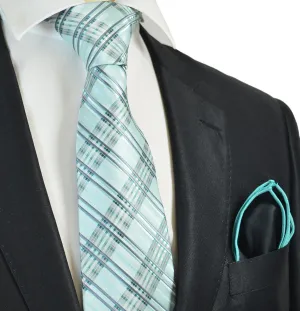 Striped Turquoise Men's Tie and Pocket Square