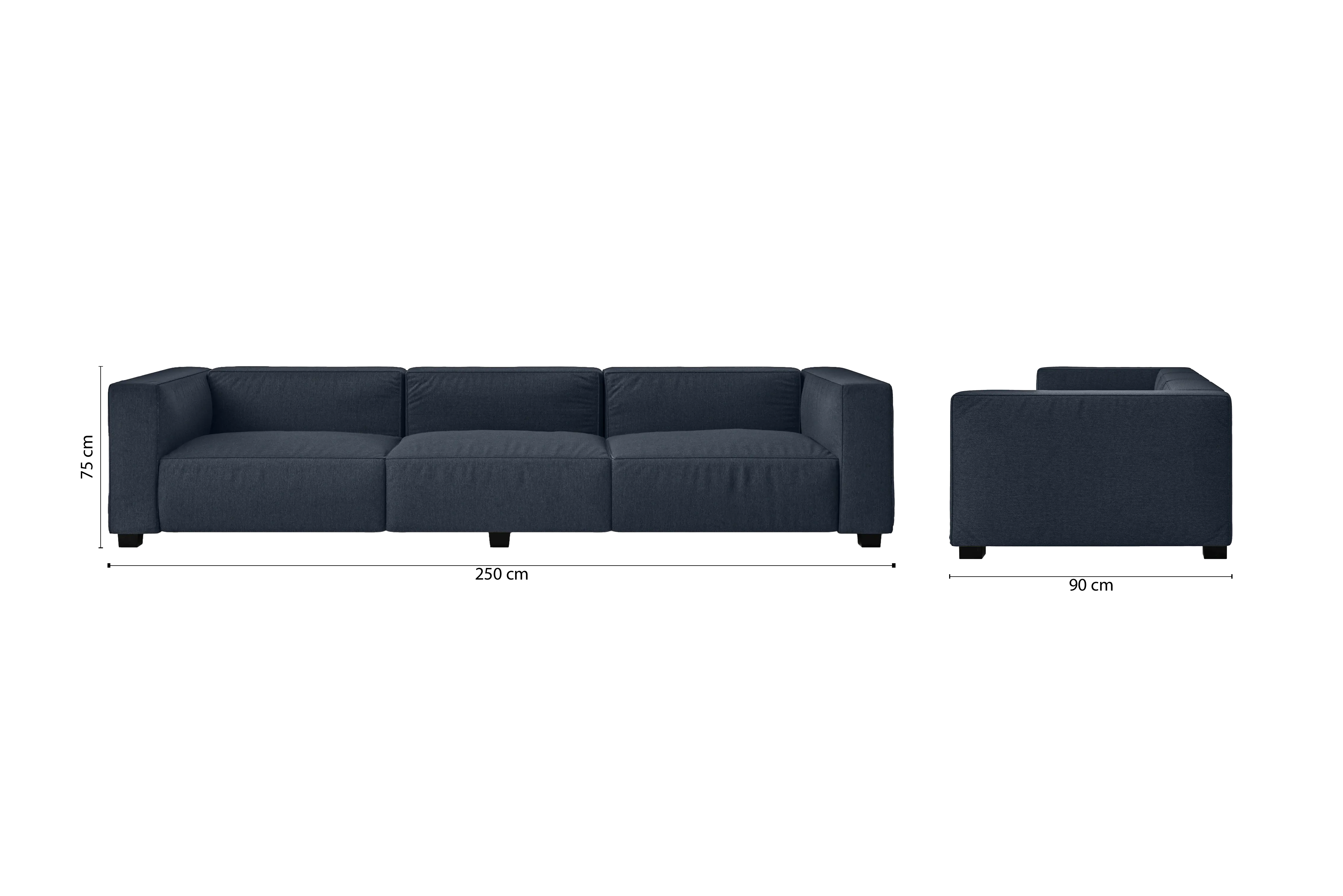 Taranto 4 Seater Sofa Dark Blue Linen Fabric