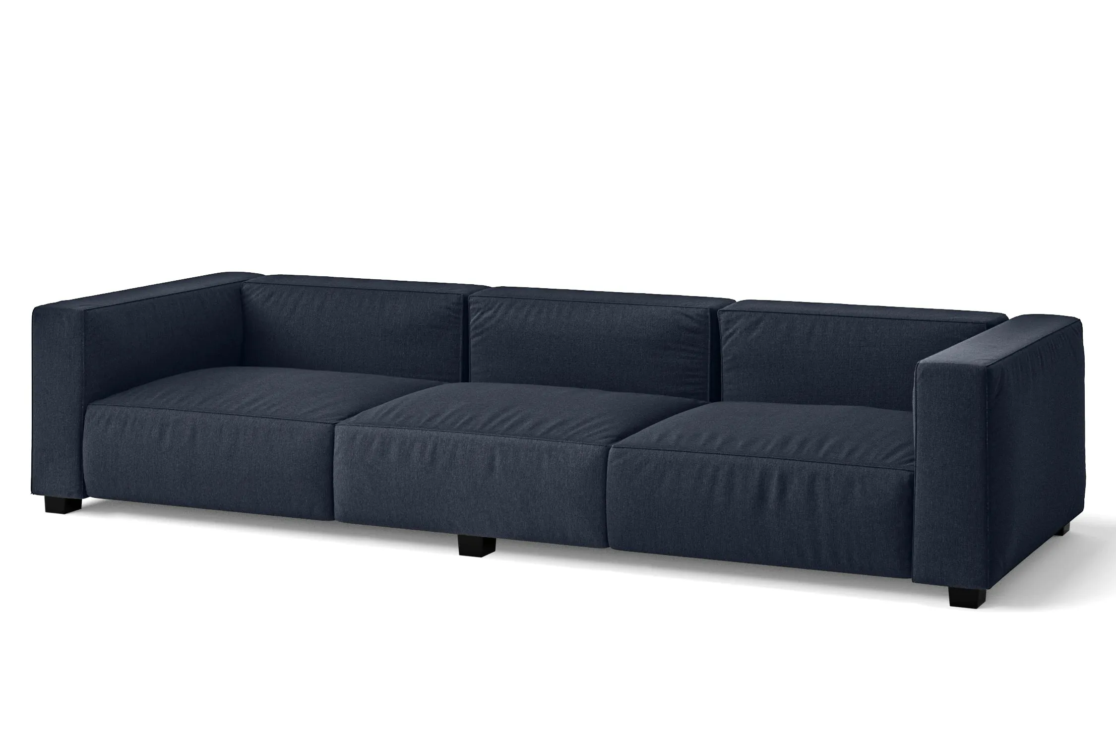 Taranto 4 Seater Sofa Dark Blue Linen Fabric