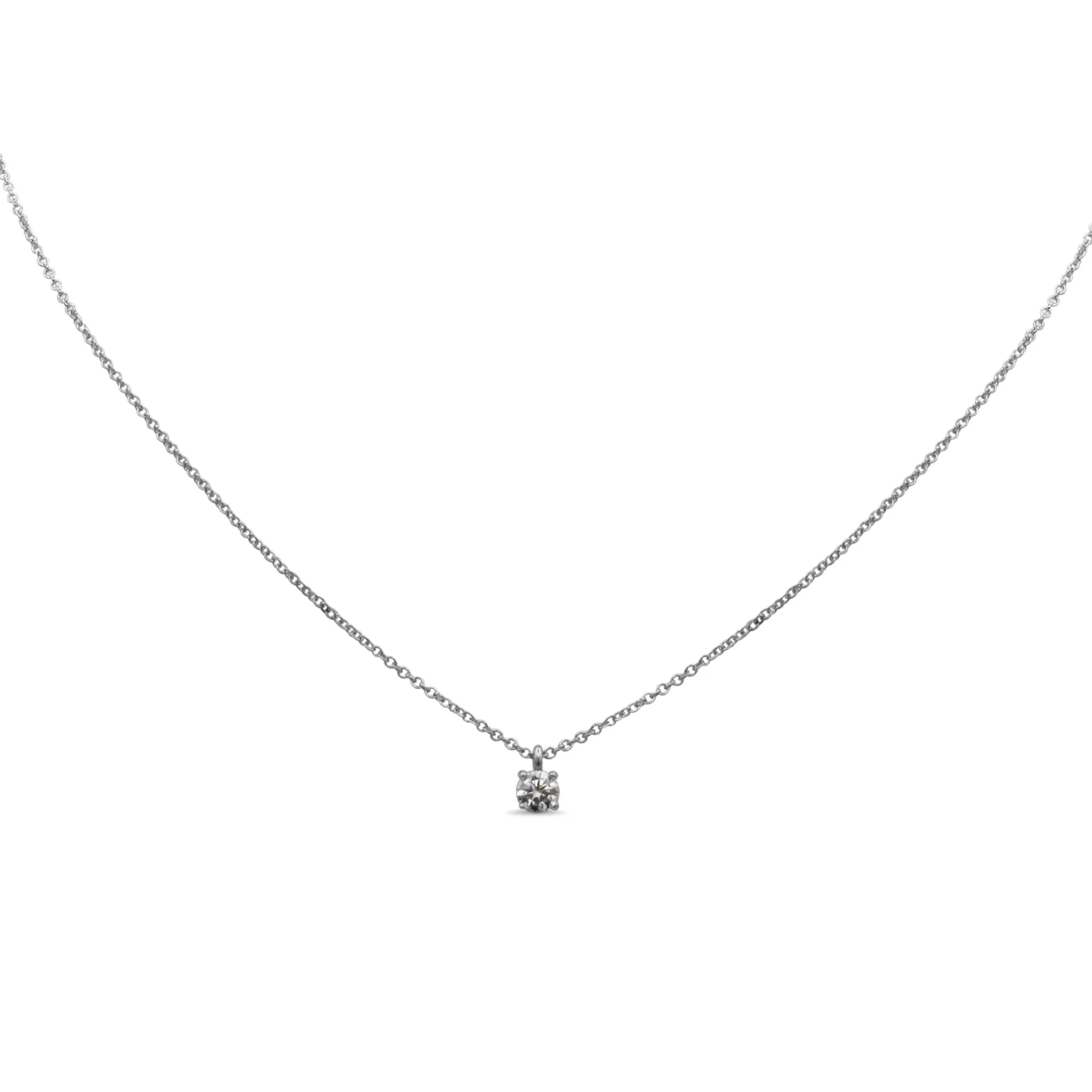 Tiffany Solitaire Diamond Pendant Necklace - Platinum