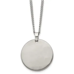 Titanium Brushed Round Pendant Necklace