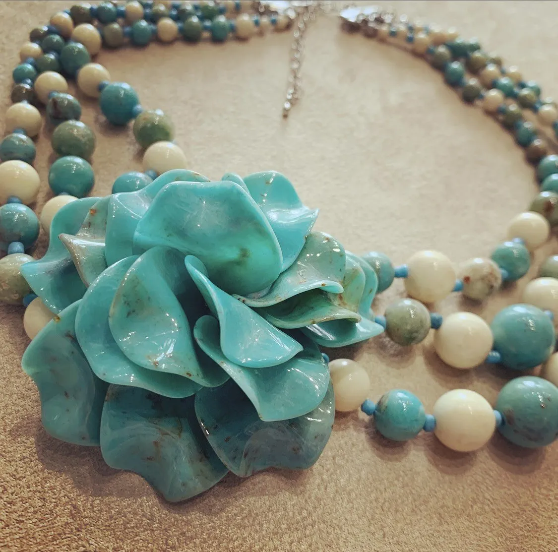 Turquoise Acrylic Flower Necklace