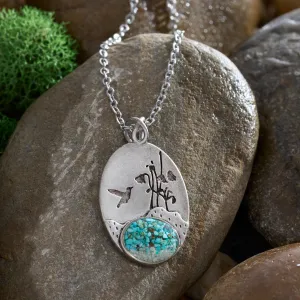 Turquoise Hummingbird Flower Necklace