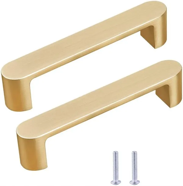 VILA 6092 Cabinet Handles Drawer Pulls Solid Zinc Alloy Brushed Brass Furniture Kitchen Cupboard Colar : (Brushed Gold-Brushed Black) 1 pec