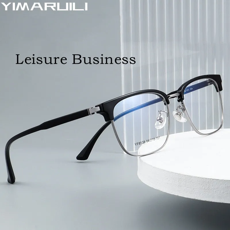 Yimaruili Men's Full Rim Square Acetate Alloy 8538YF