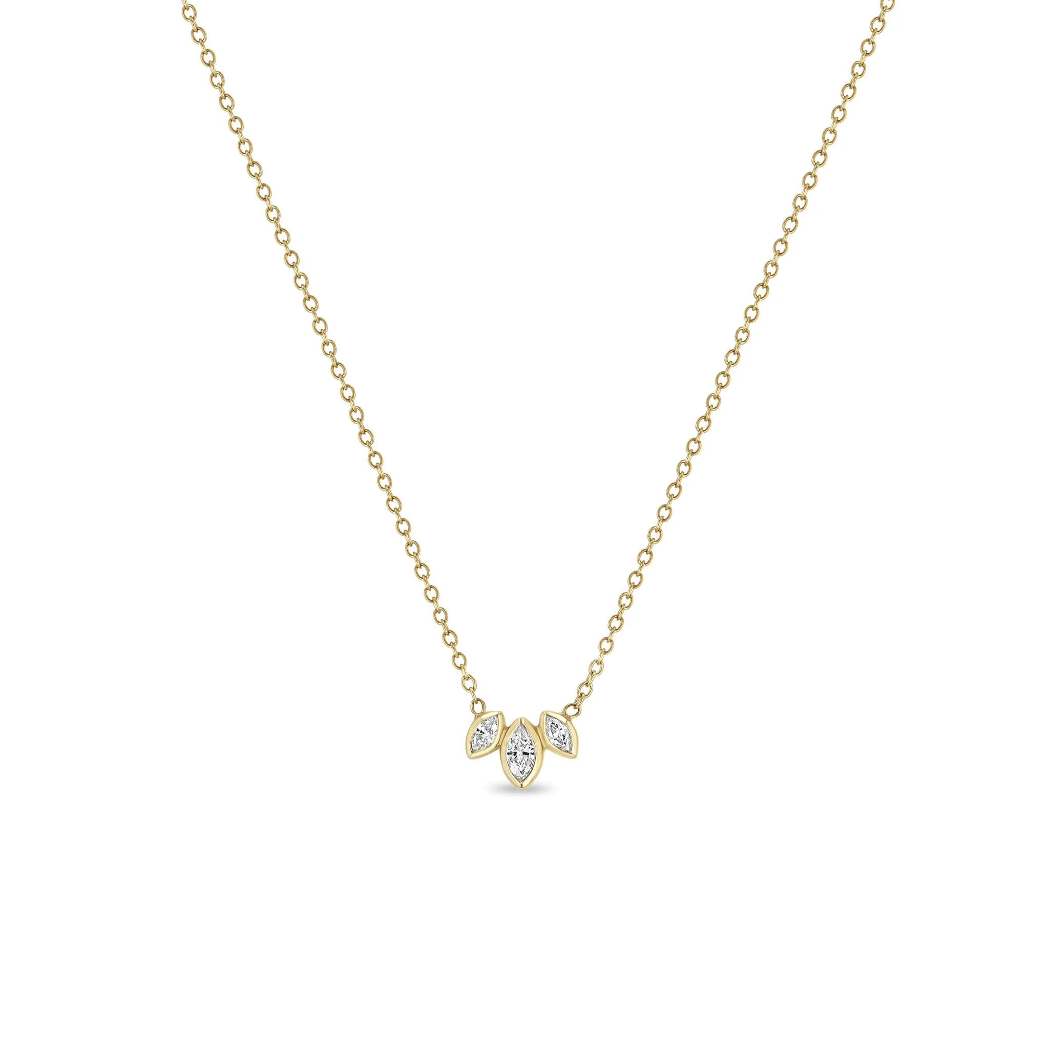 Zoë Chicco 14K Yellow Gold Fan Necklace with Marquis Diamonds